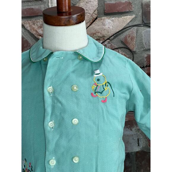kids jacket double breasted embroidered ducks 1950s - Picture 3 of 11